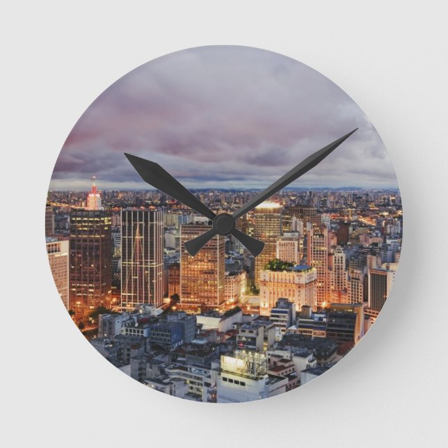 Sao Paulo Cityscape Round Clock (Front)