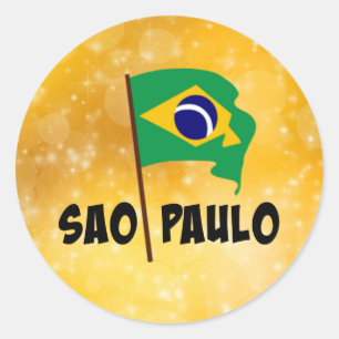 Sao Paulo, Flag of Brazil Classic Round Sticker
