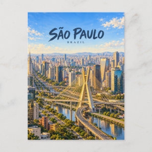São Paulo Painterly Travel Art Postcard