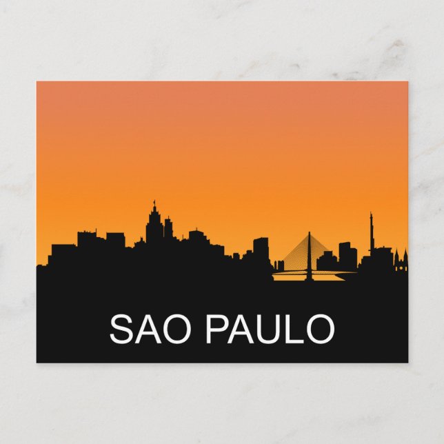 Sao Paulo silhouette, summer sunset illustration Postcard (Front)