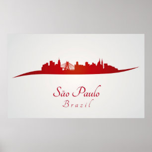 Sao Paulo skyline in red Poster