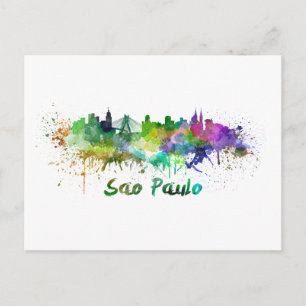 Sao Paulo skyline in watercolor Postcard