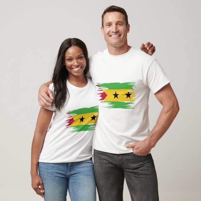 Sao Tome and Principe Flag Brush Art T-Shirt (Unisex)