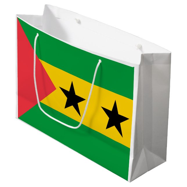 Sao Tome and Principe Flag Large Gift Bag (Front Angled)