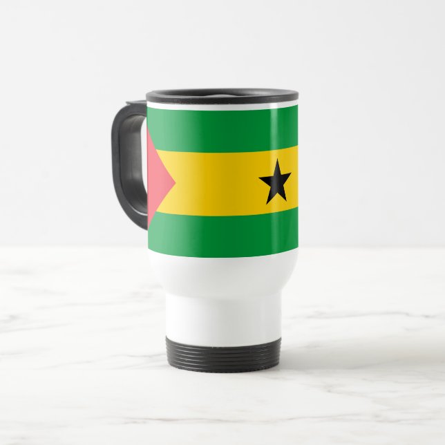 Sao Tome and Principe Flag Travel Mug (Front Left)