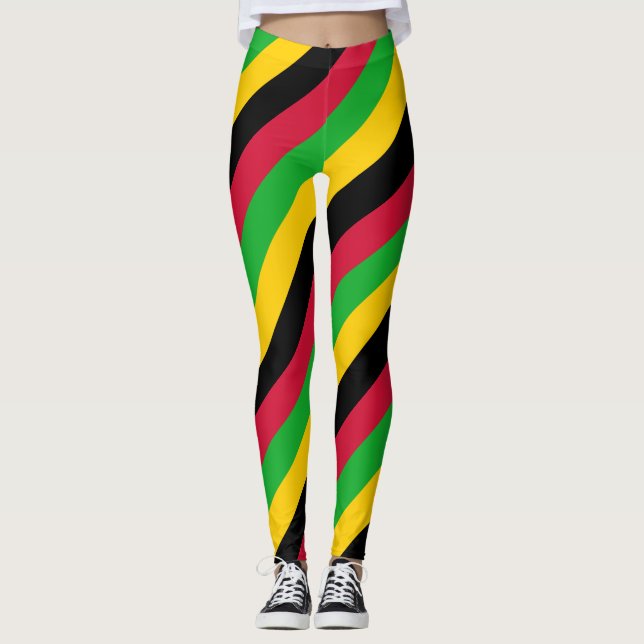 Sao Tome and Principe National Flag Colours Leggin Leggings (Front)