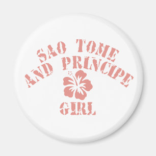 Sao Tome and Principe Pink Girl Magnet