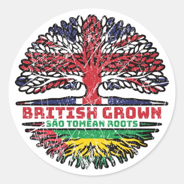 Sao Tome and Principe Sao Tomean British UK Tree Classic Round Sticker (Front)