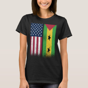 Sao Tome Sao Tomean American Flags Proud USA Sao T T-Shirt