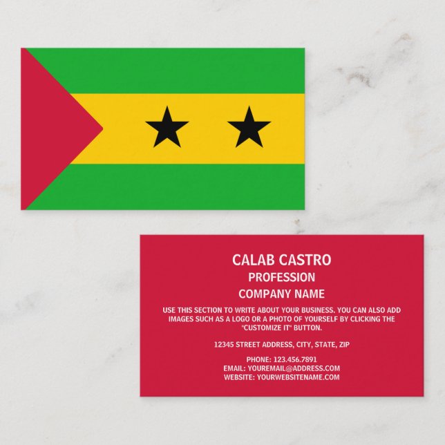 São Toméan Flag, Flag of São Tomé and Príncipe Business Card (Front/Back)