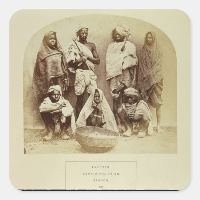 Saonras, an Aboriginal Tribe from Saugor, Central Square Sticker (Front)