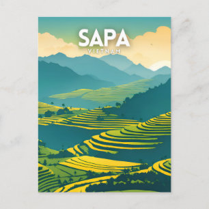 Sapa Vietnam illustration Poster Postcard