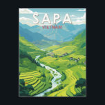 Sapa Vietnam Travel Art Vintage Postcard<br><div class="desc">Sapa retro vector travel design. Sa Pa is a town in the Hoàng Liên Son Mountains of northwestern Vietnam.</div>