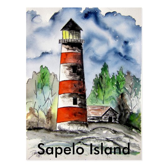 Sapelo Island Lighthouse Georgia Nautical art gift Postcard