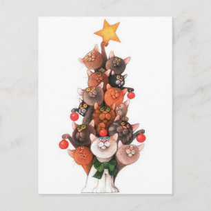 Sapin de Noël en chats Postcard