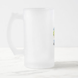 Sapore di Sole  Mediterranean Lemon Watercolor Art Frosted Glass Beer Mug