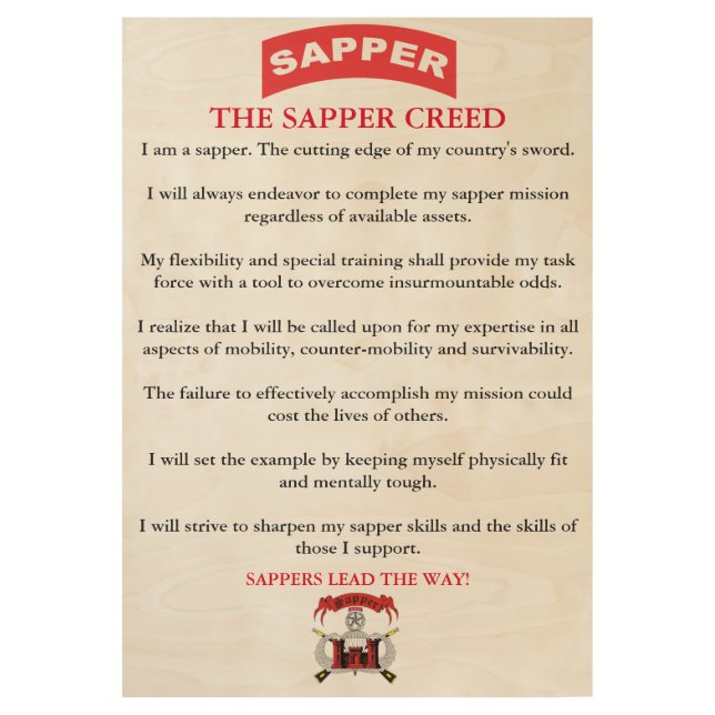Sapper Creed Wood Poster (Front)