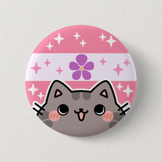 Sapphic LGBT Pride Flag Cat Button (Front)