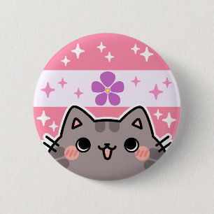 Sapphic LGBT Pride Flag Cat Button