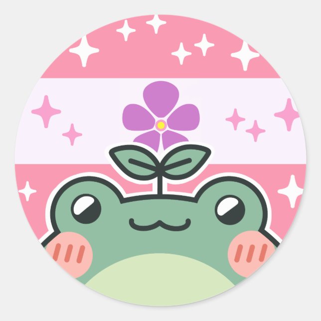 Sapphic LGBT Pride Flag Frog Classic Round Sticker (Front)