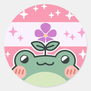 Sapphic LGBT Pride Flag Frog Classic Round Sticker