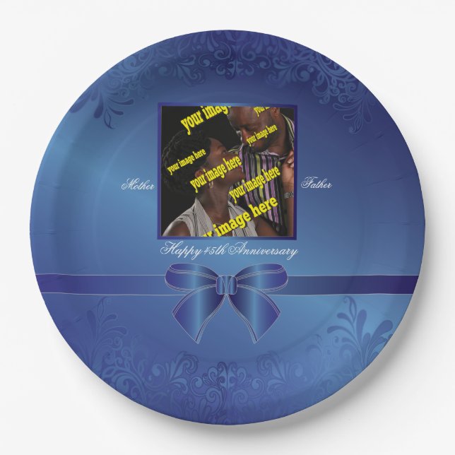 Sapphire 45th Anniversary Commemorative Paper Plate (Front)