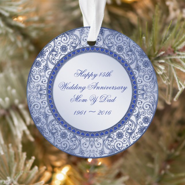 Sapphire 45th Wedding Anniversary Acrylic Ornament (Tree)