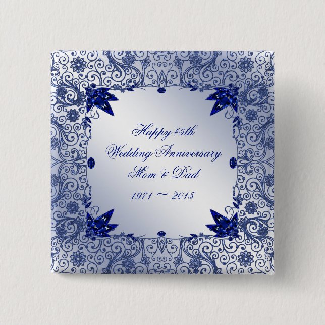 Sapphire 45th Wedding Anniversary Button (Front)