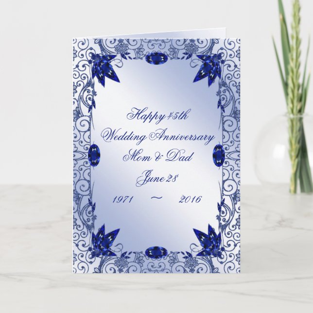 Sapphire 45th Wedding Anniversary Greeting Card (Front)
