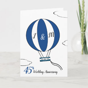 Sapphire 45th wedding anniversary hot air balloon card