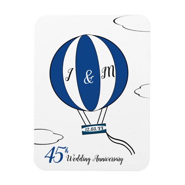 Sapphire 45th wedding anniversary hot air balloon magnet (Vertical)