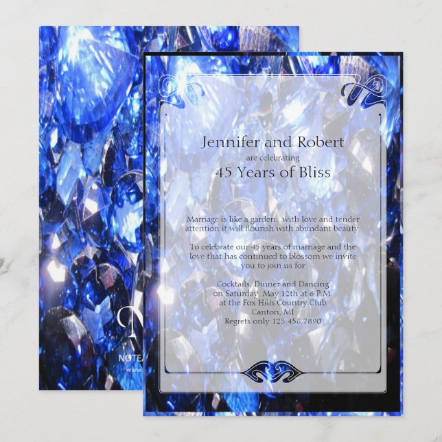 Sapphire 45th Wedding Anniversary Invitation (Front/Back)