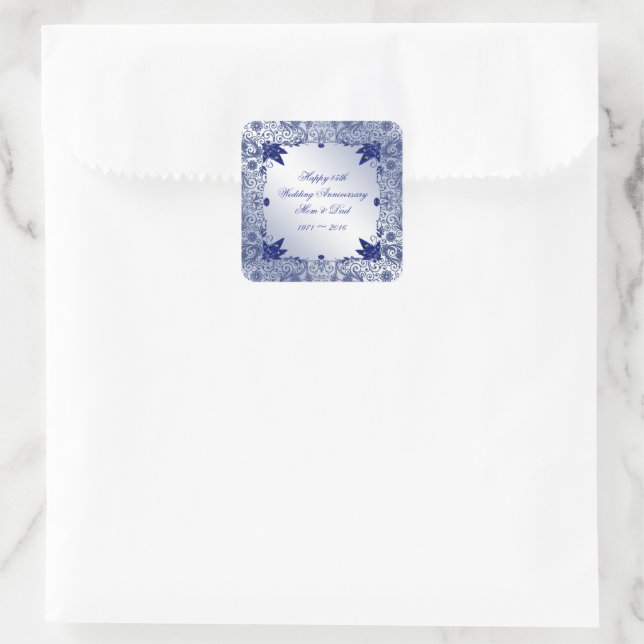 Sapphire 45th Wedding Anniversary Square Sticker (Bag)
