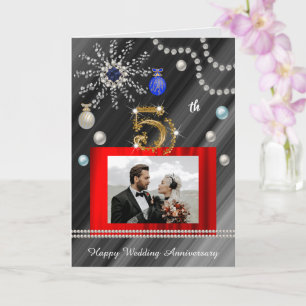 Sapphire 5th Anniversary on Christmas 2 photos Card