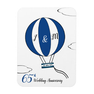 Sapphire 65th wedding anniversary hot air balloon magnet