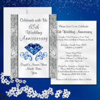 Sapphire 65th Wedding Anniversary Invitations