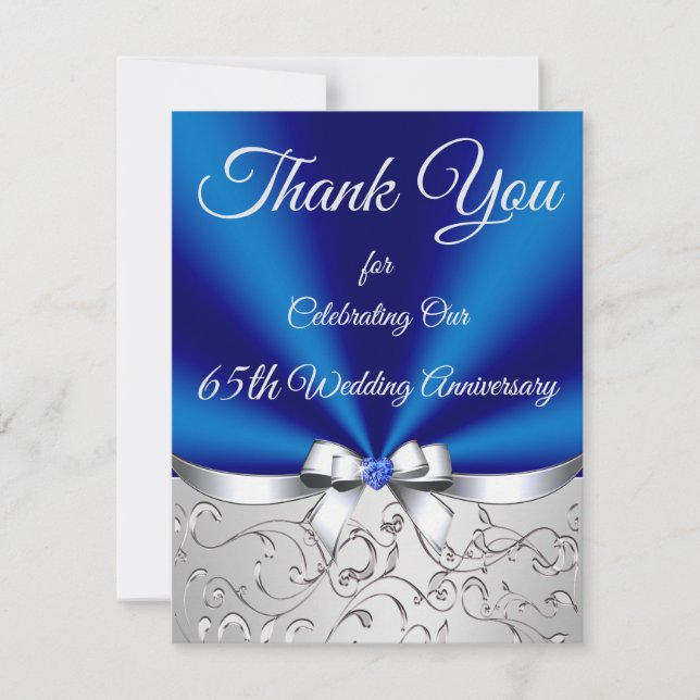 Sapphire 65th Wedding Anniversary Thank You Cards (Front)