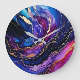 Sapphire Amethyst Alcohol Ink Clock