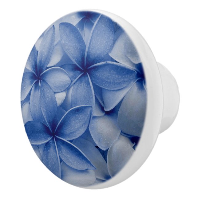 Sapphire and Azure Flowers  Ceramic Knob (Right)