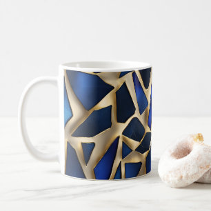 Sapphire and gold colored cracked glass design mug