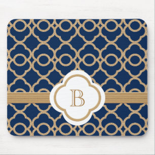 Sapphire and Gold Moroccan Monogrammed Mouse Mat