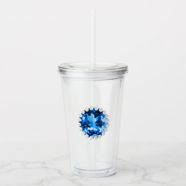 Sapphire and Pearls Acrylic Tumbler (Front)