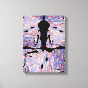 Sapphire and Ruby Abstract Sea Creatures Canvas Print