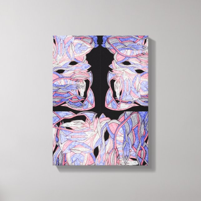 Sapphire and Ruby Abstract Sea Creatures Canvas Print (Front)