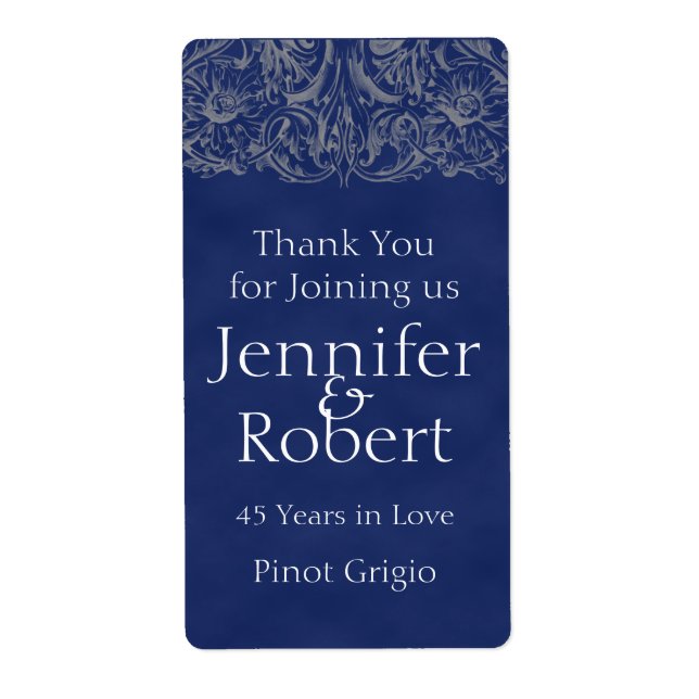 Sapphire and Silver 45th Anniversary Wine Label (Front)