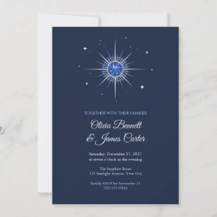 Sapphire and Silver Starburst Wedding Invitation