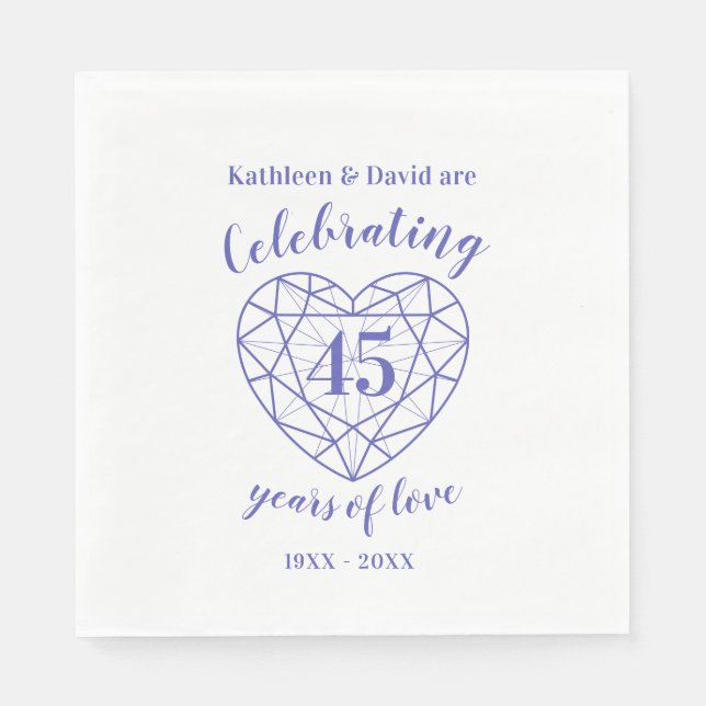 Sapphire anniversary 45 years of love napkins (Front)