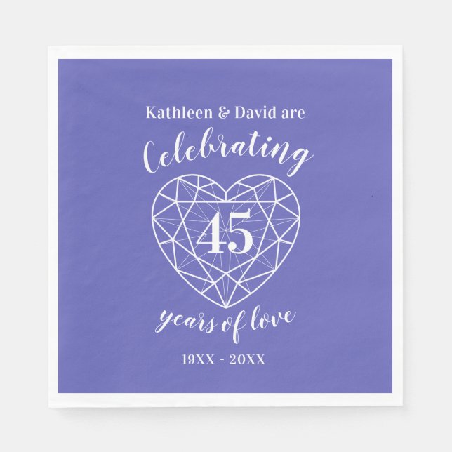 Sapphire anniversary 45 years of love napkins (Front)