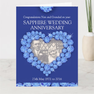 Sapphire anniversary grand parents photo card