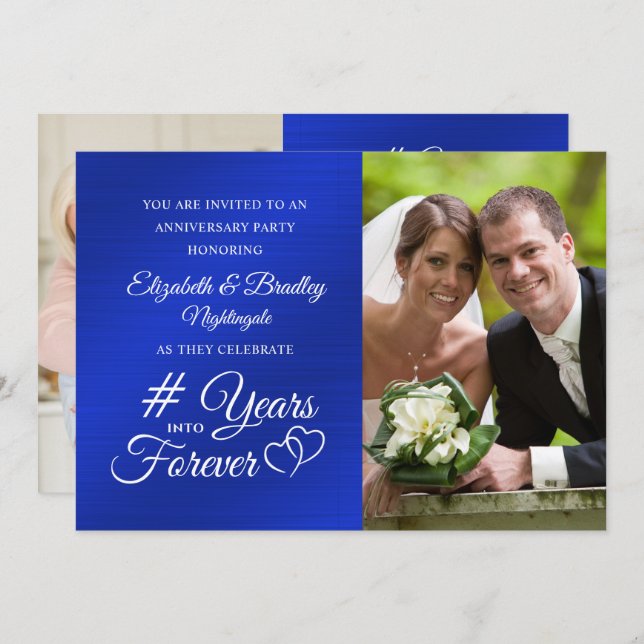  Sapphire Anniversary Hearts YEARS INTO FOREVER Invitation (Front/Back)